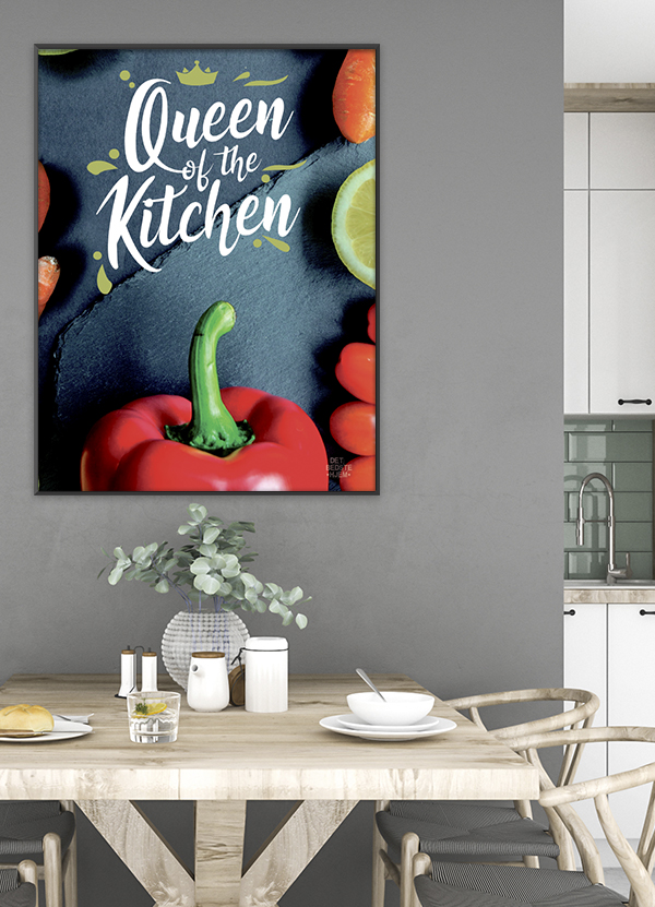 Køkkenplakat: Queen of the Kitchen - A4 størrelse, Kr. 199,-