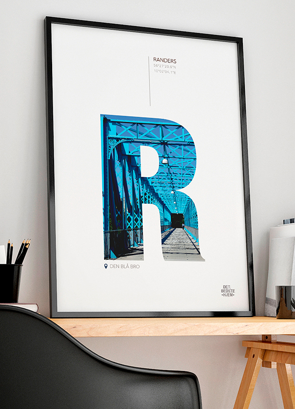 Randers Plakat – Den Blå Bro – A4 Kunstværk til 199 kr.