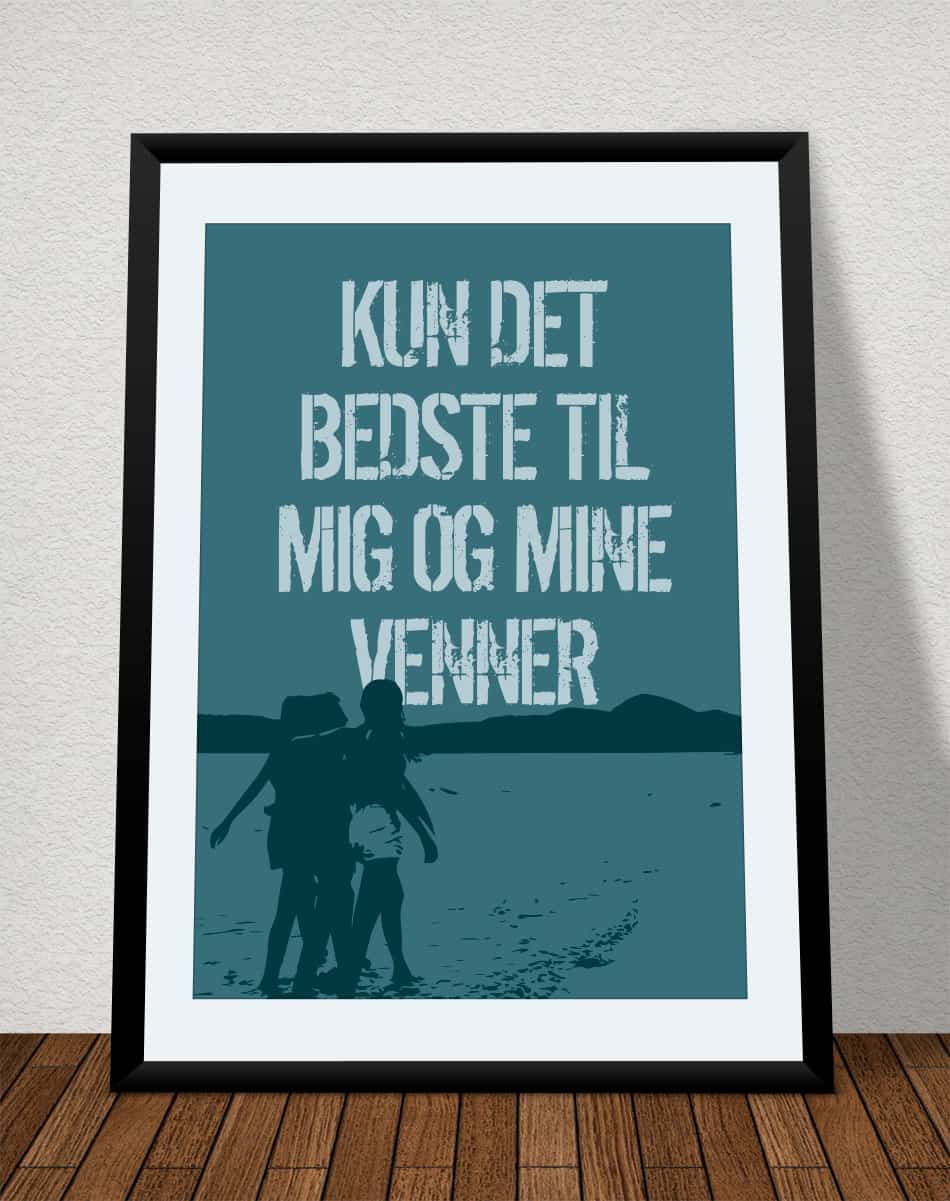 Plakat med venskabsmotiv i petroleum - A4 format