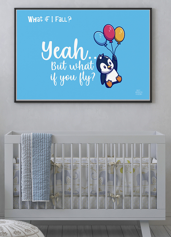Inspirerende "What If I Fall" Plakat - A4, Kr. 199,-