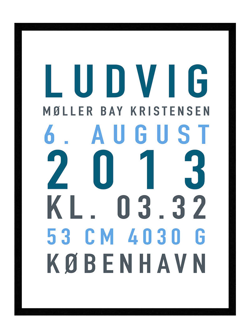 Fødselstavle plakat til dreng