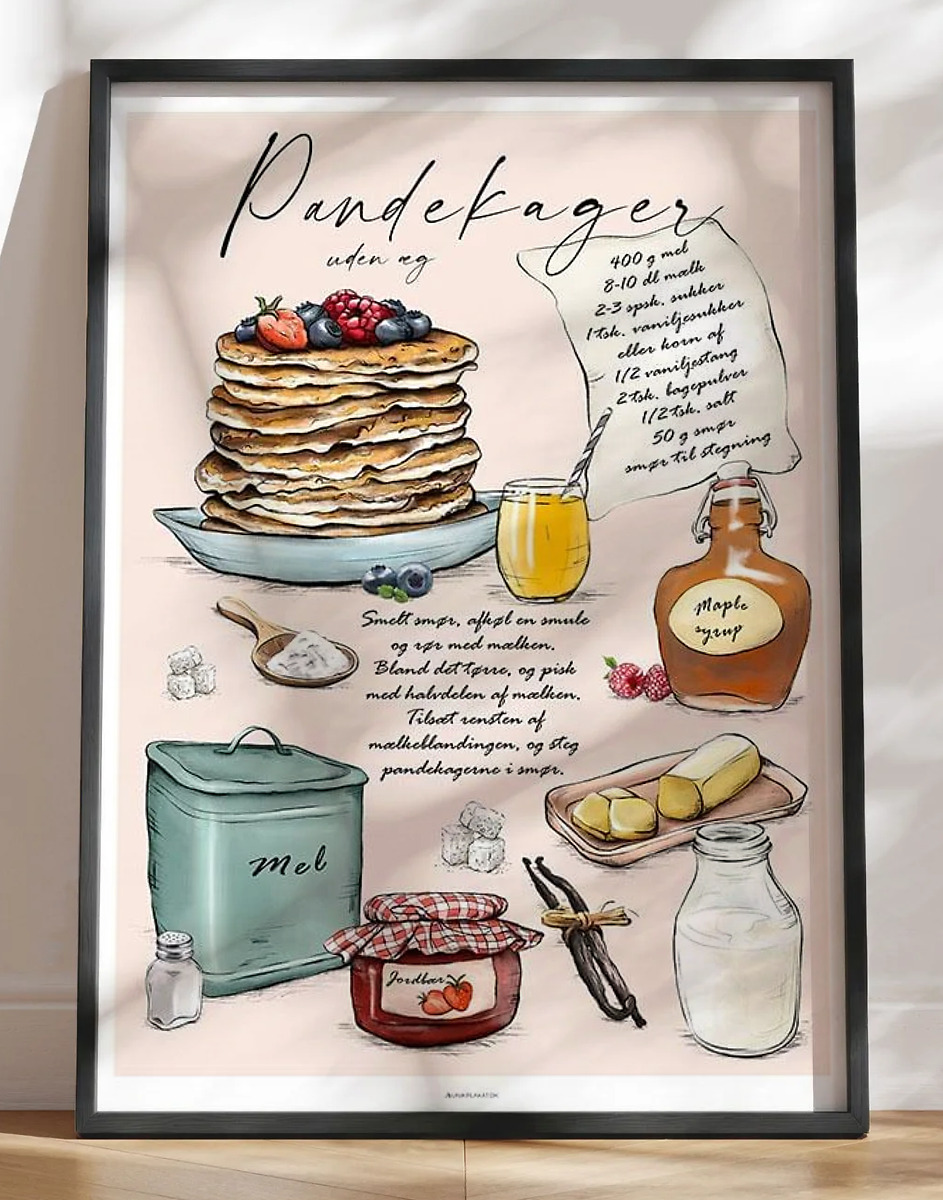 Pandekage plakat - plakat med pandekage opskrift