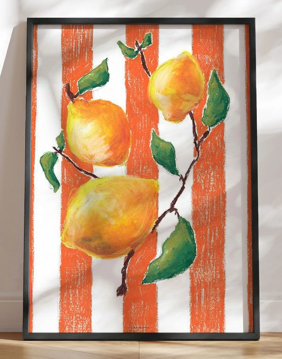 Citroner - tegning med oliepasteller