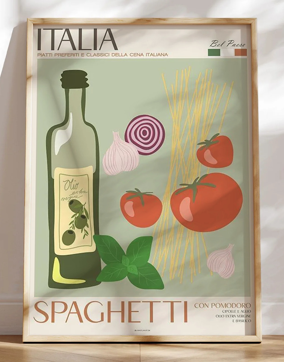 Madplakat til køkkenet - Spaghetti con pomodoro