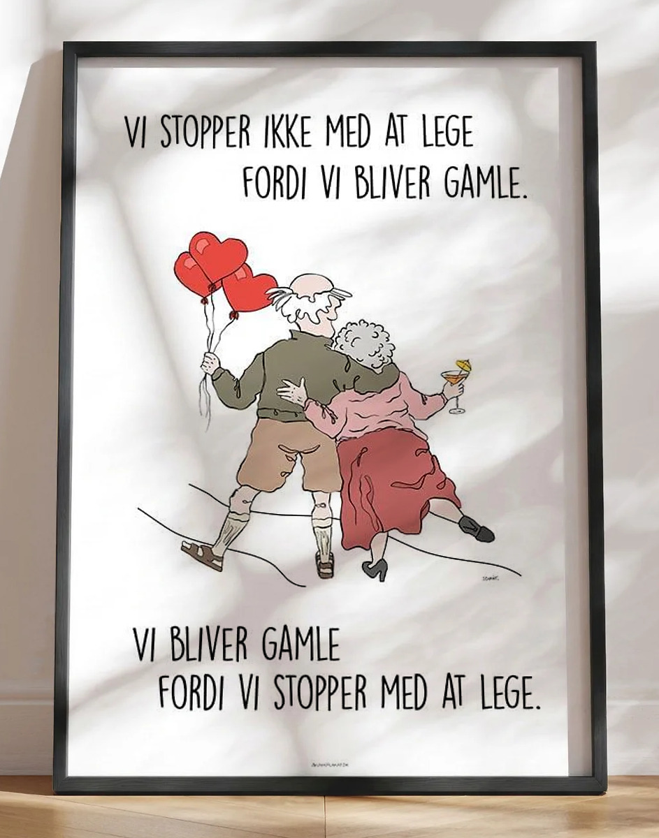 Sød bedsteforældre plakat - Om at huske at lege