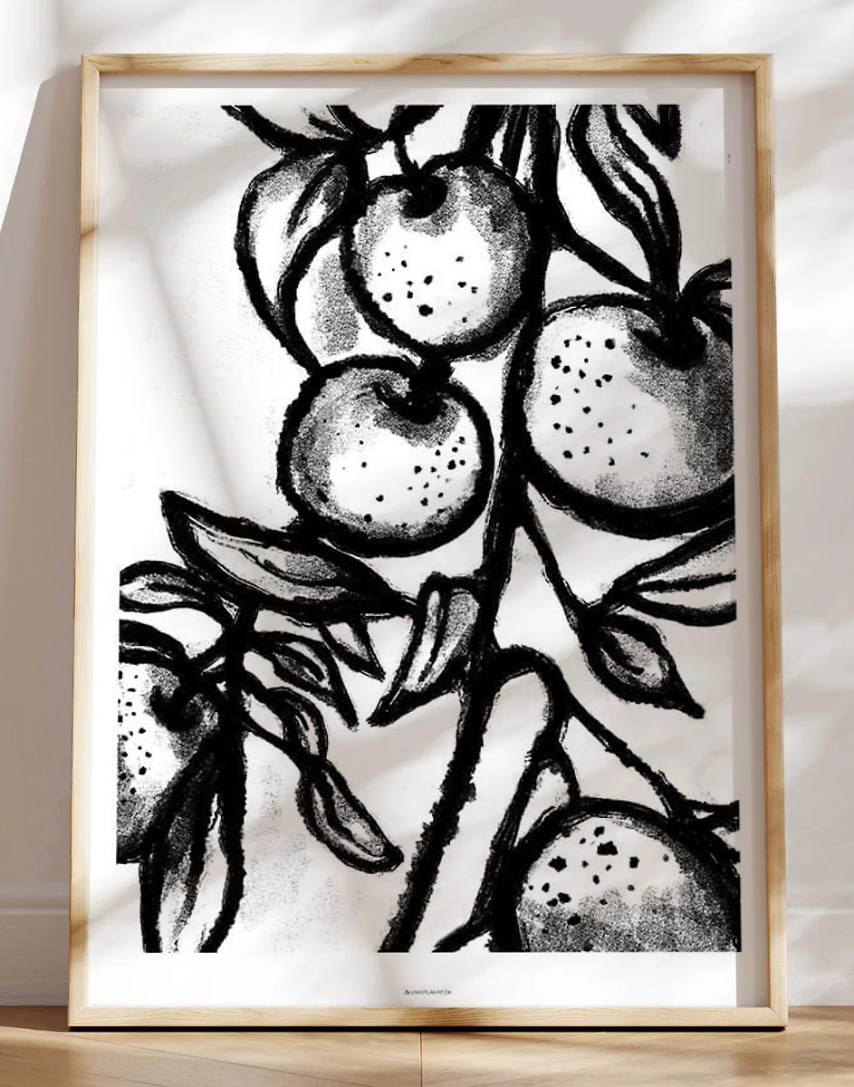 Sort-hvid plakat med appelsingren