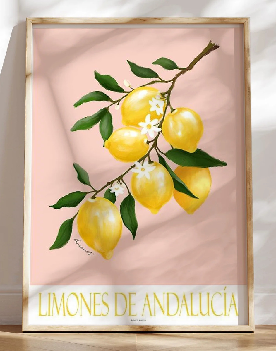 Kunstplakat med citrongren - Limones de Andalucia