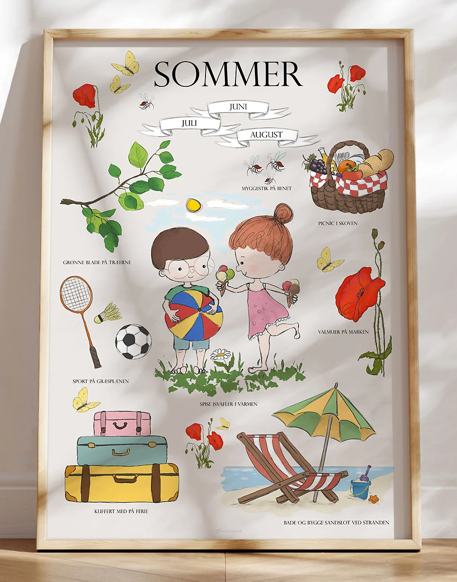 Sommerplakat - børneplakat med sommermotiver