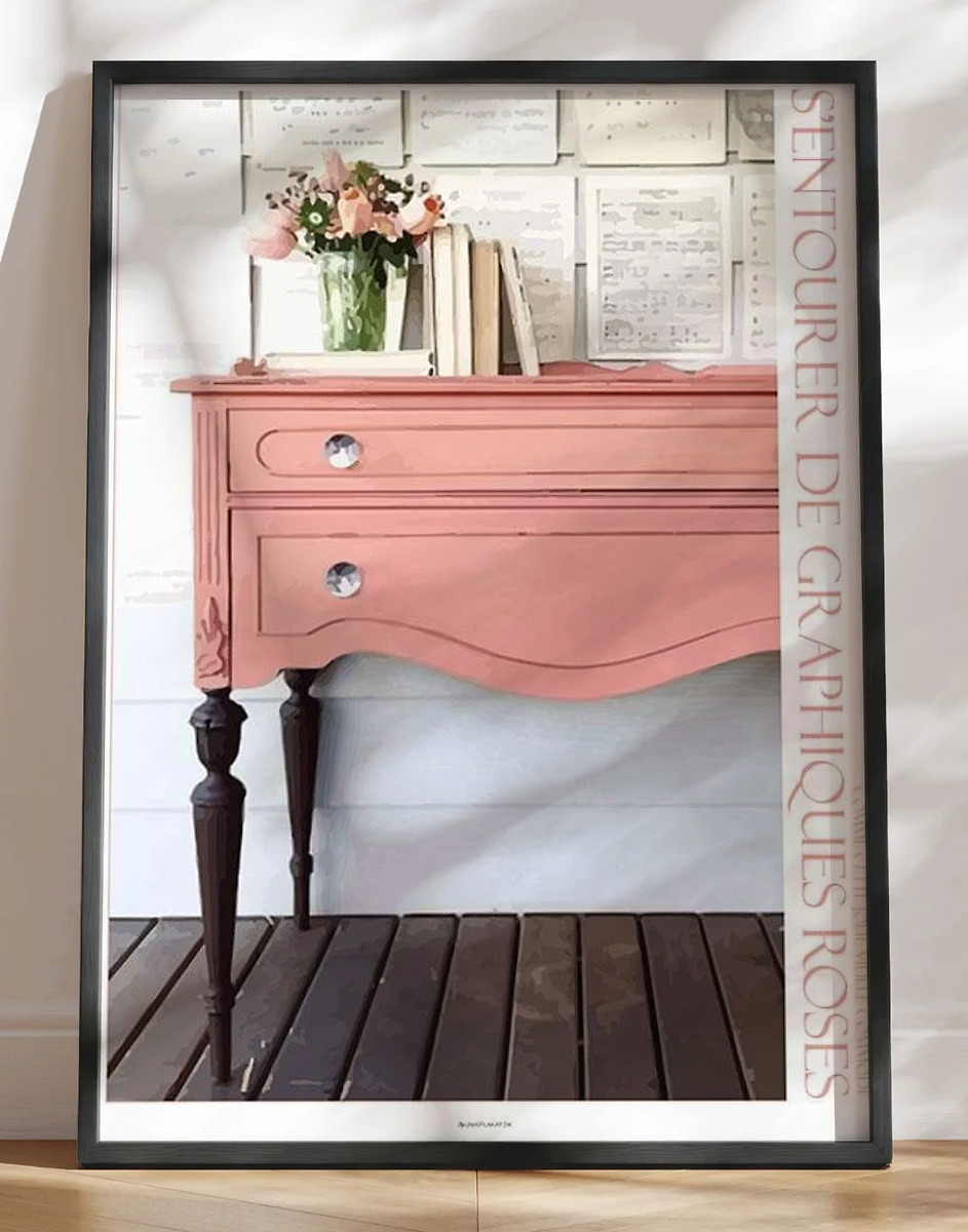 Grafisk plakat - pink kommode
