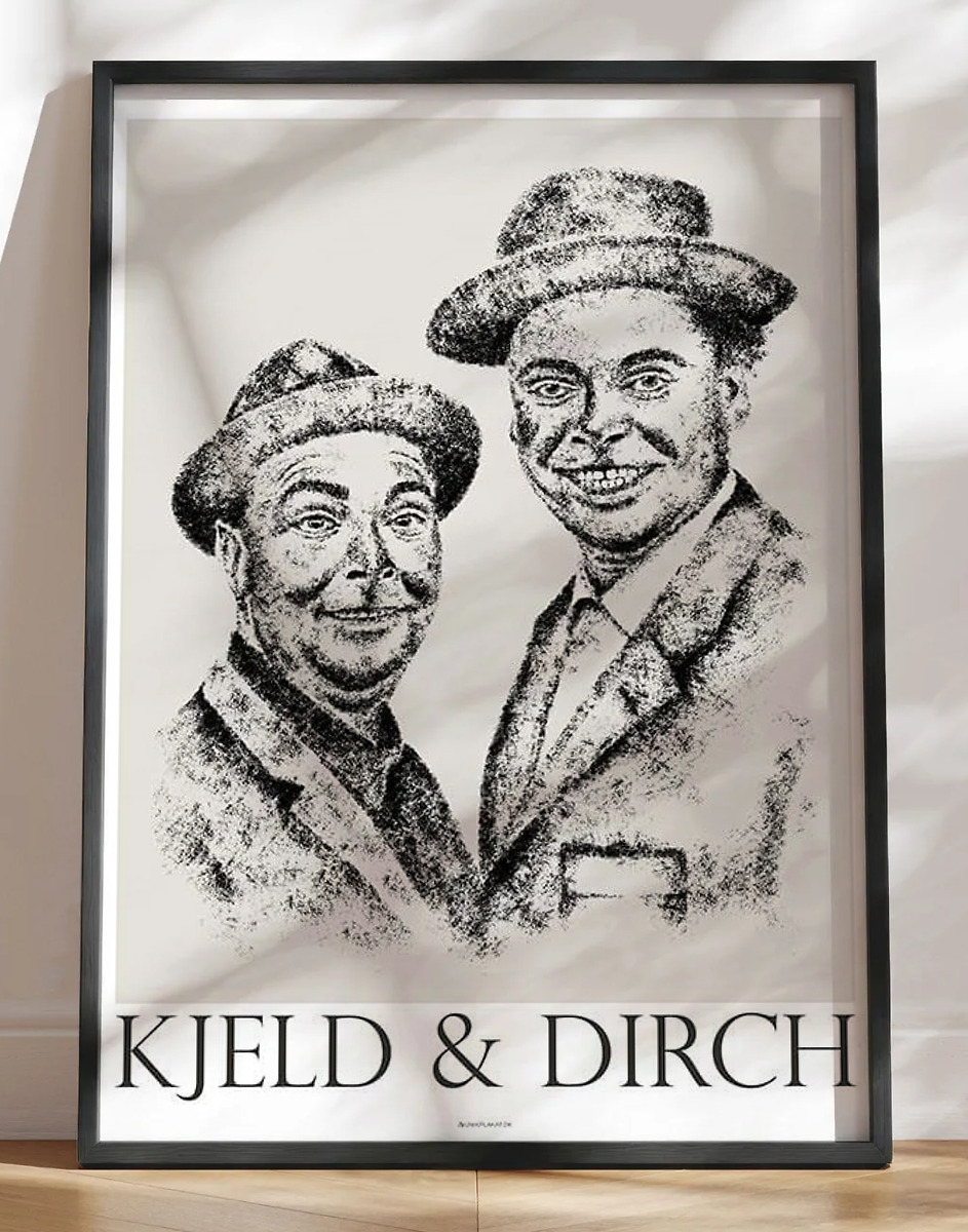 Kjeld og Dirch - plakat med kultegning