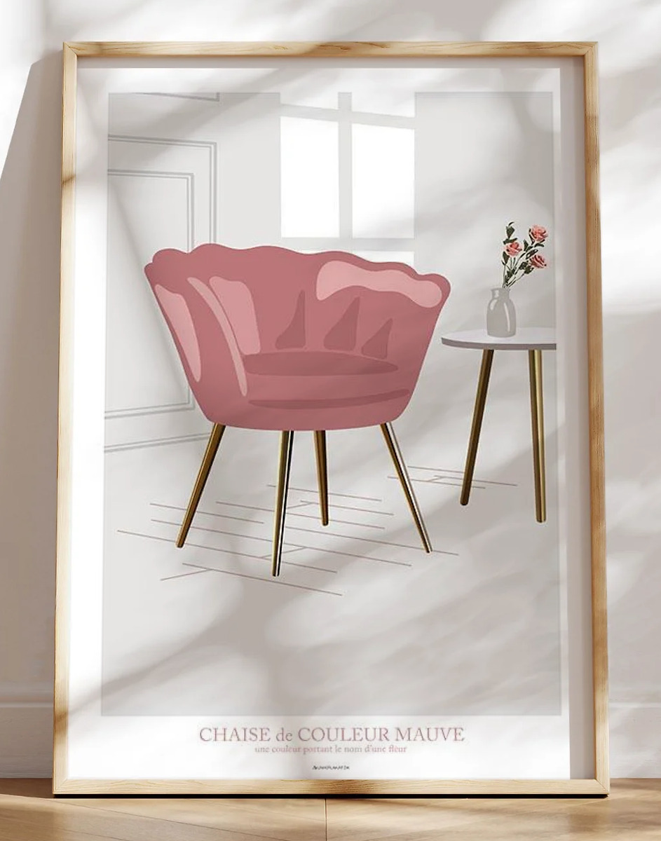 Grafisk plakat - stol i farven mauve
