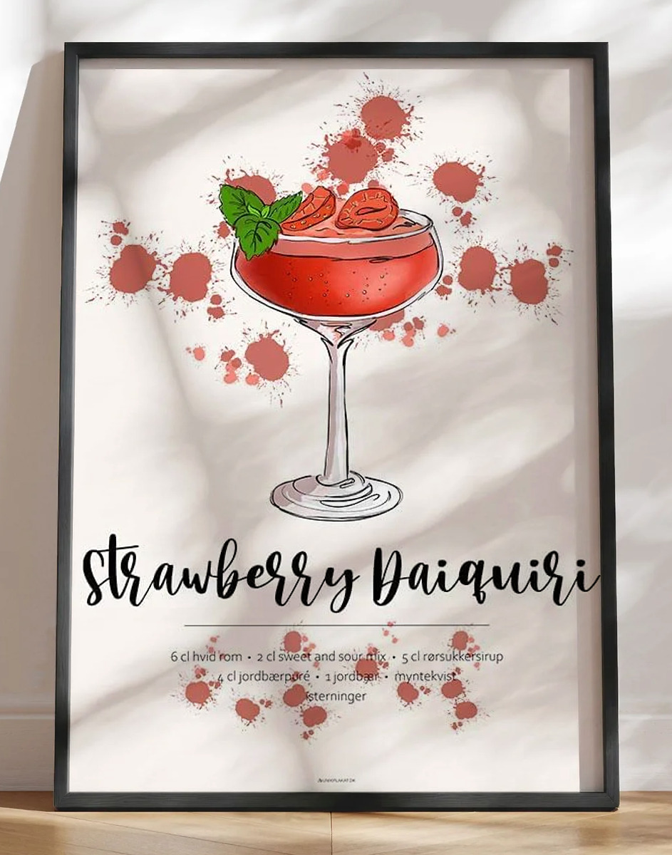 Strawberry Daiquiri opskrift plakat