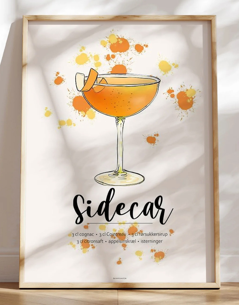 Sidecar opskrift plakat