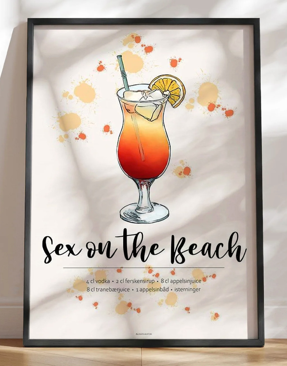 Sex on the Beach opskrift plakat