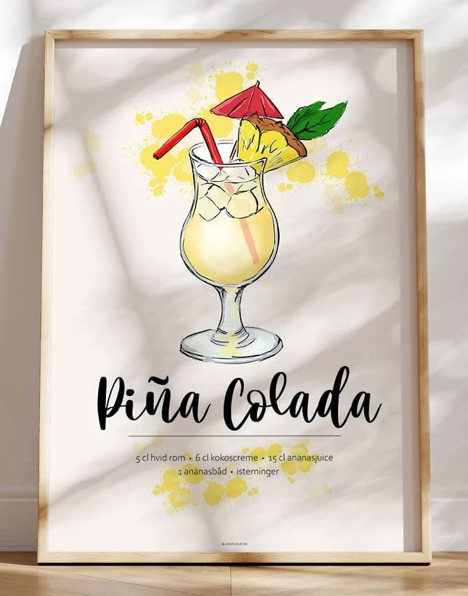 PiÃ±a Colada opskrift plakat
