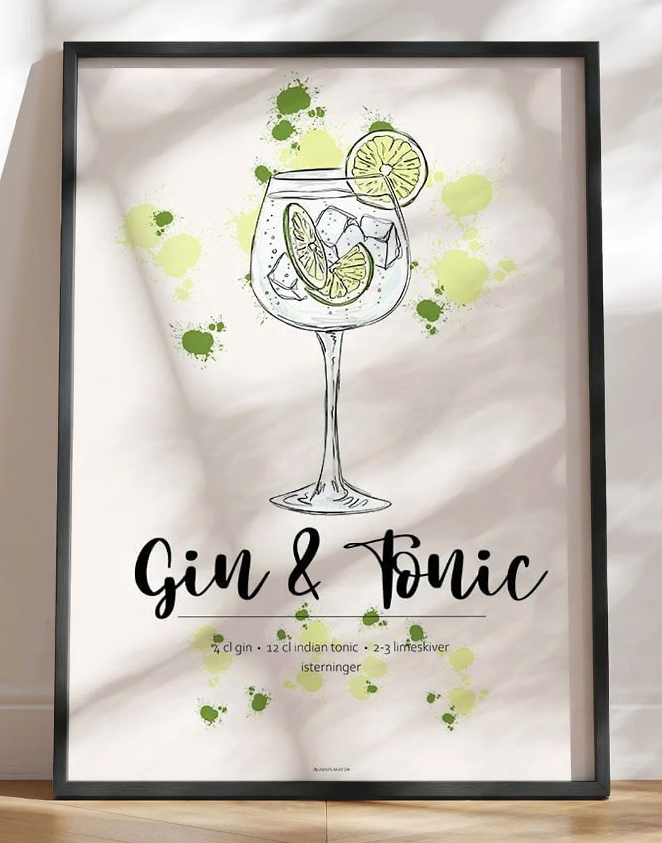 Gin & Tonic opskrift plakat
