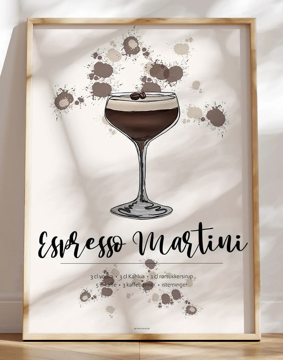 Espresso Martini opskrift plakat