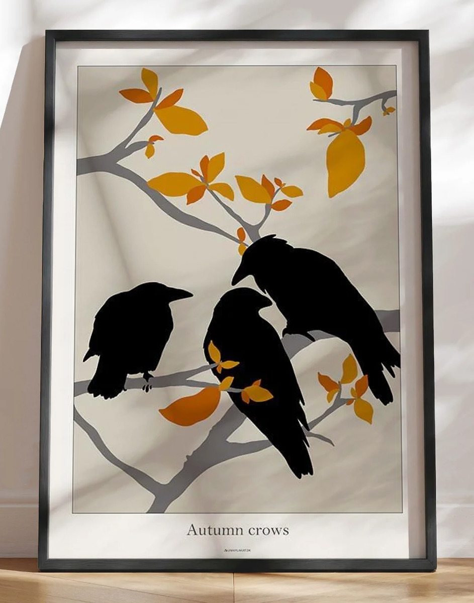 Grafisk plakat med krager