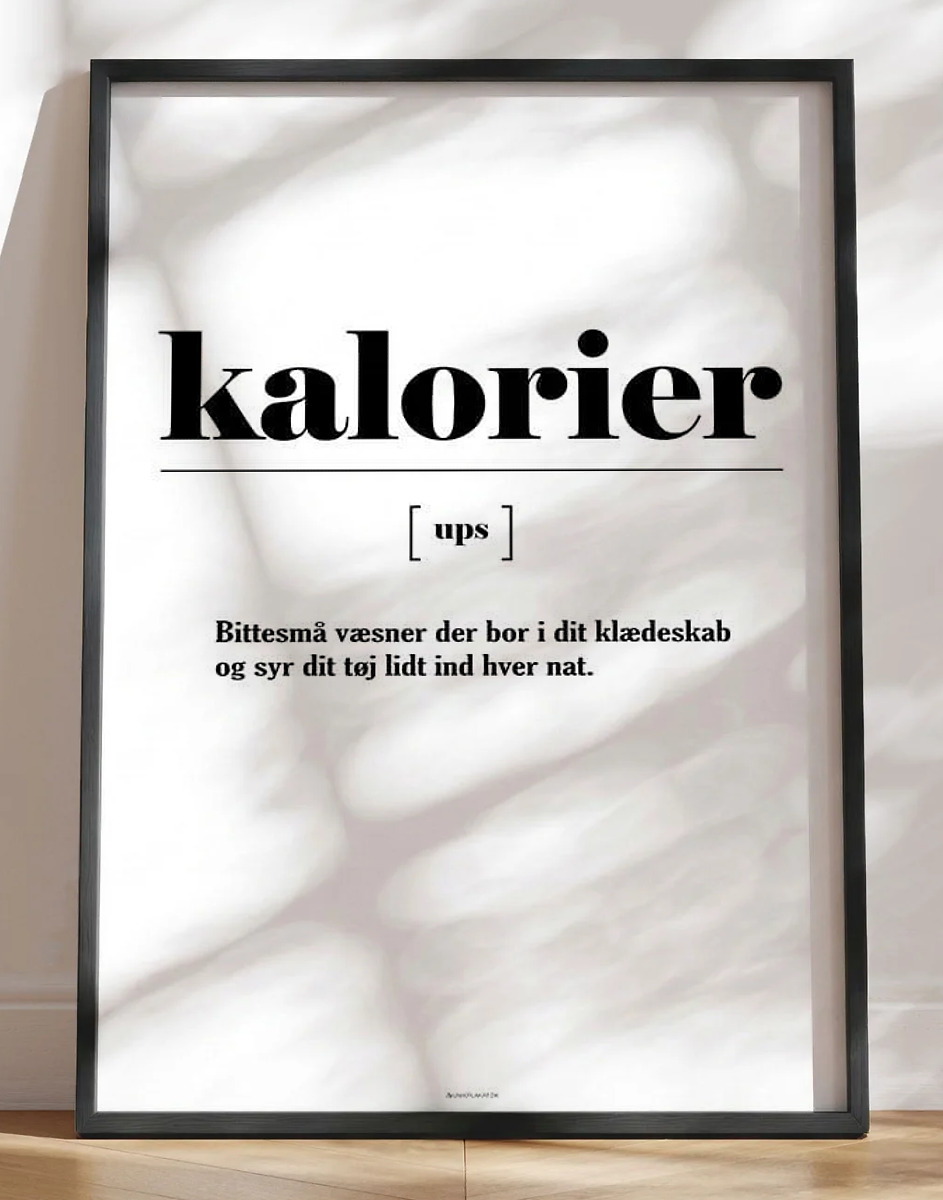 Sjov plakat med definition af kalorier