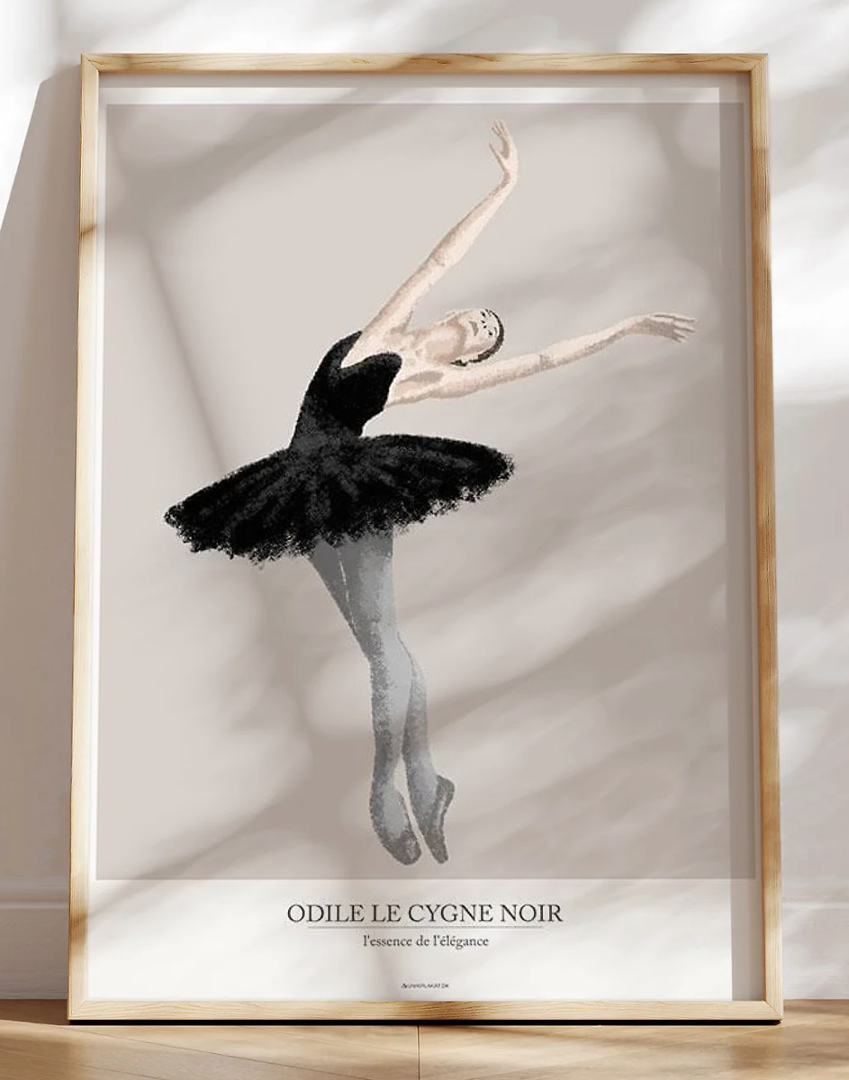 Plakat med kultegning - Den sorte svane