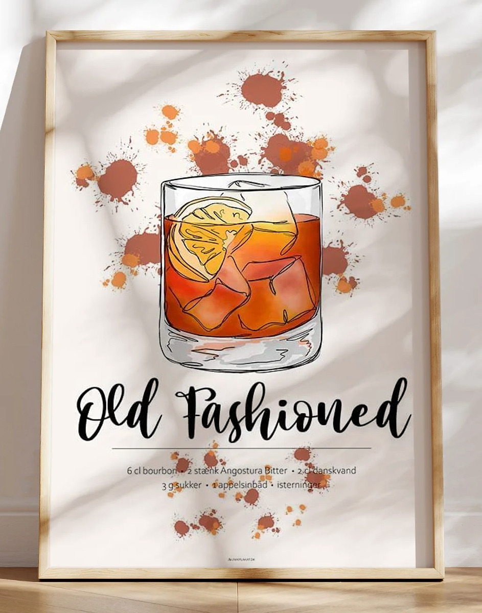 Old Fashioned opskrift plakat