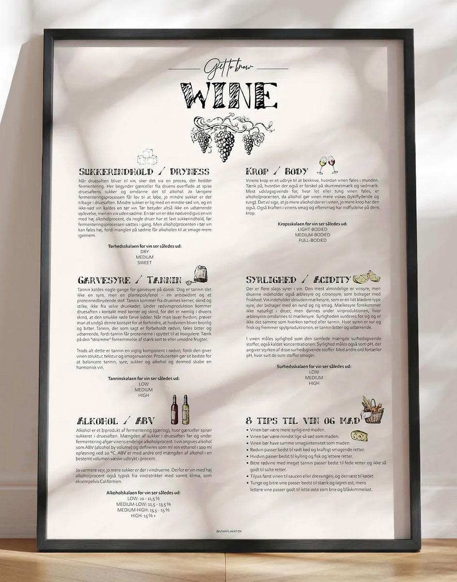Vin guide plakat - lær mere om vin med en smuk vinguide