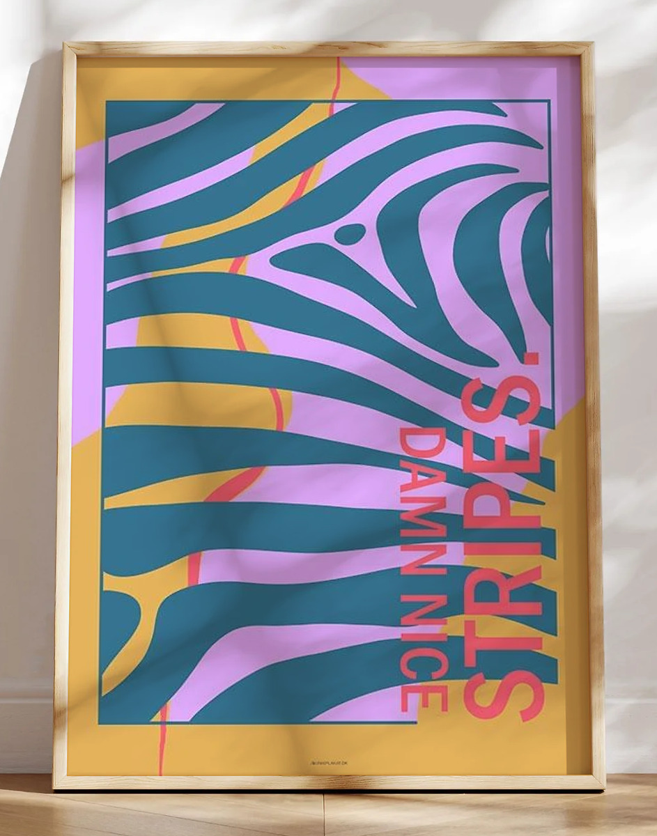 Kunstplakat med farver - Damn nice stripes
