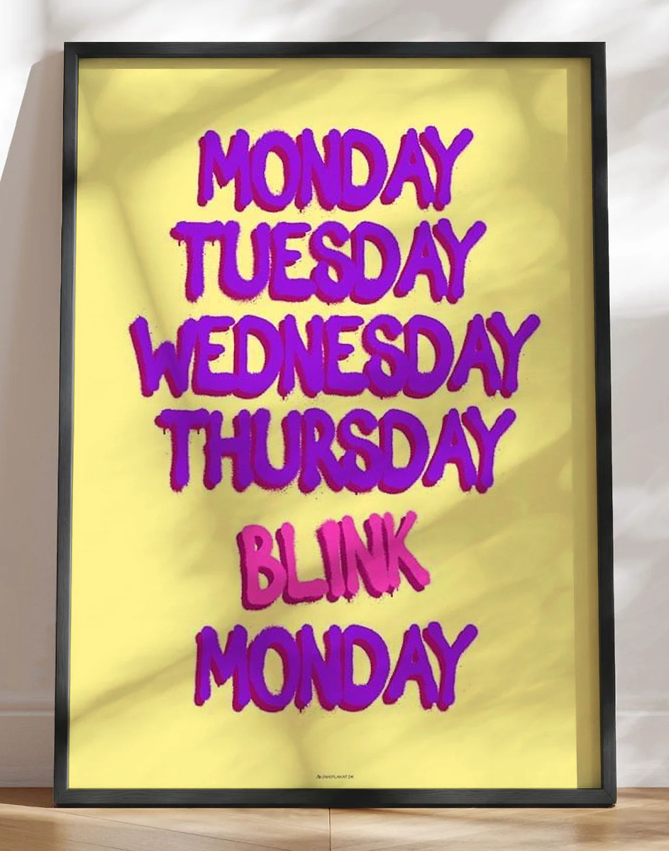 Farverig tekstplakat - Blink monday
