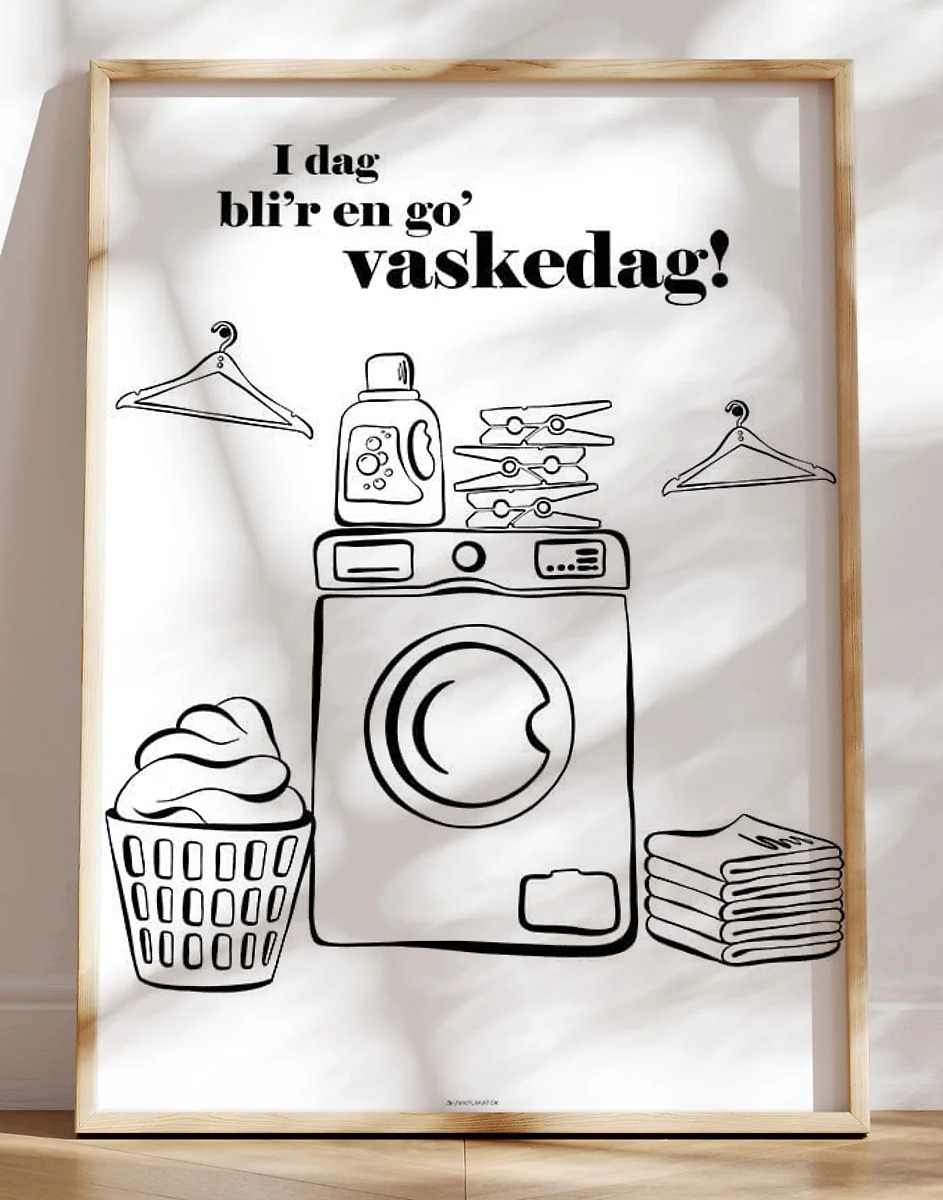 Vaskeguide plakat med redskaber