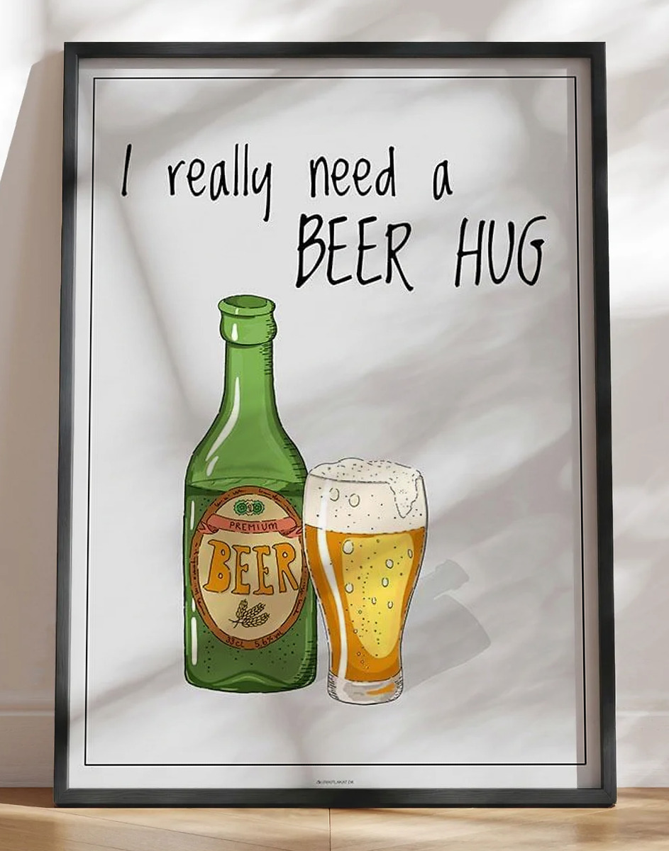 Ølplakat - Beer hug