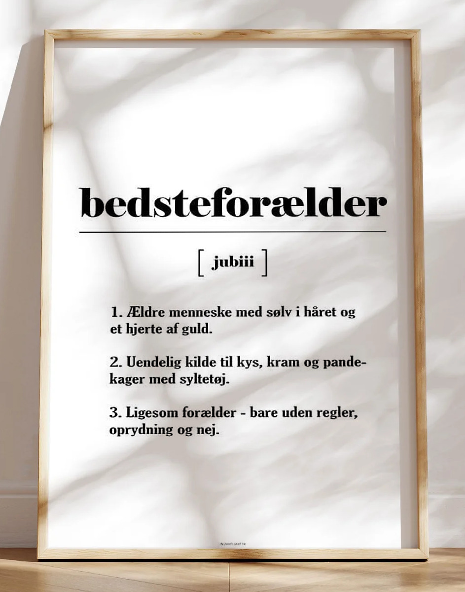Plakat med kærlig bedsteforælder-definition