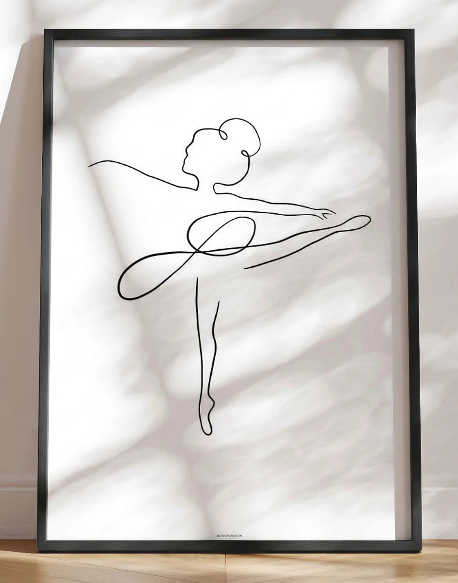One line drawing - Ballerina plakat