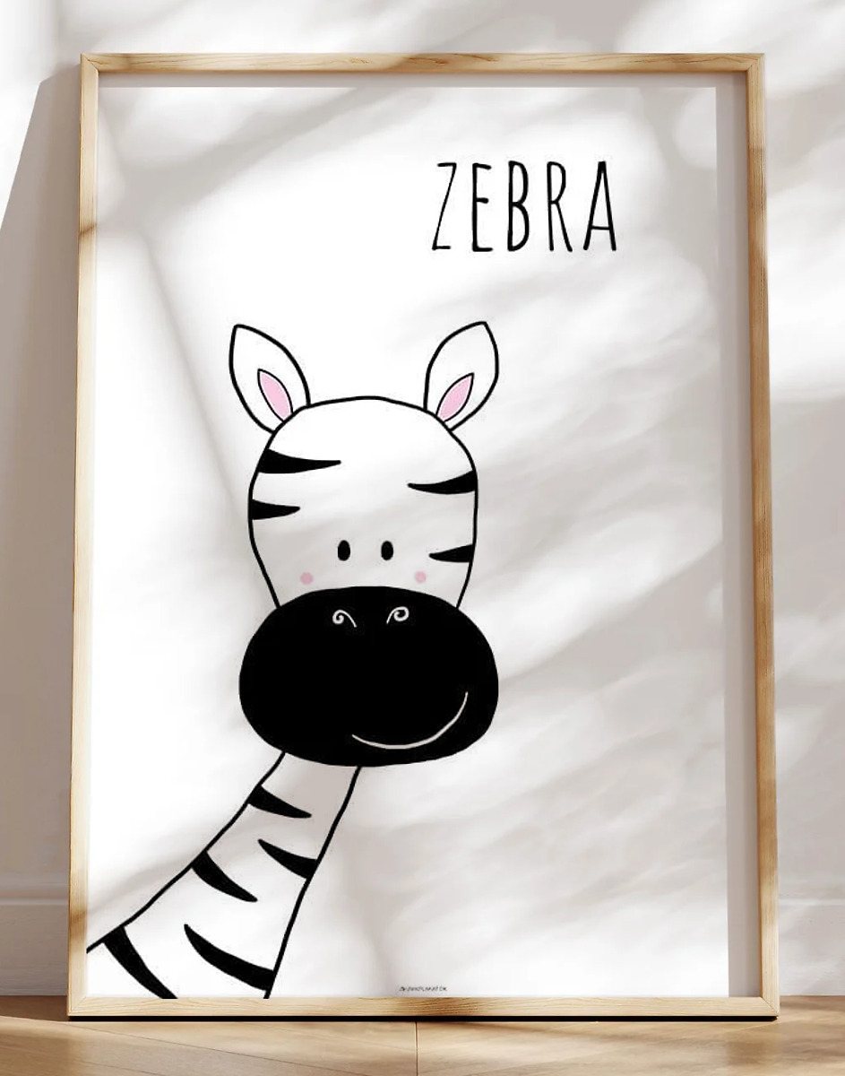 Enkel børneplakat med zebra