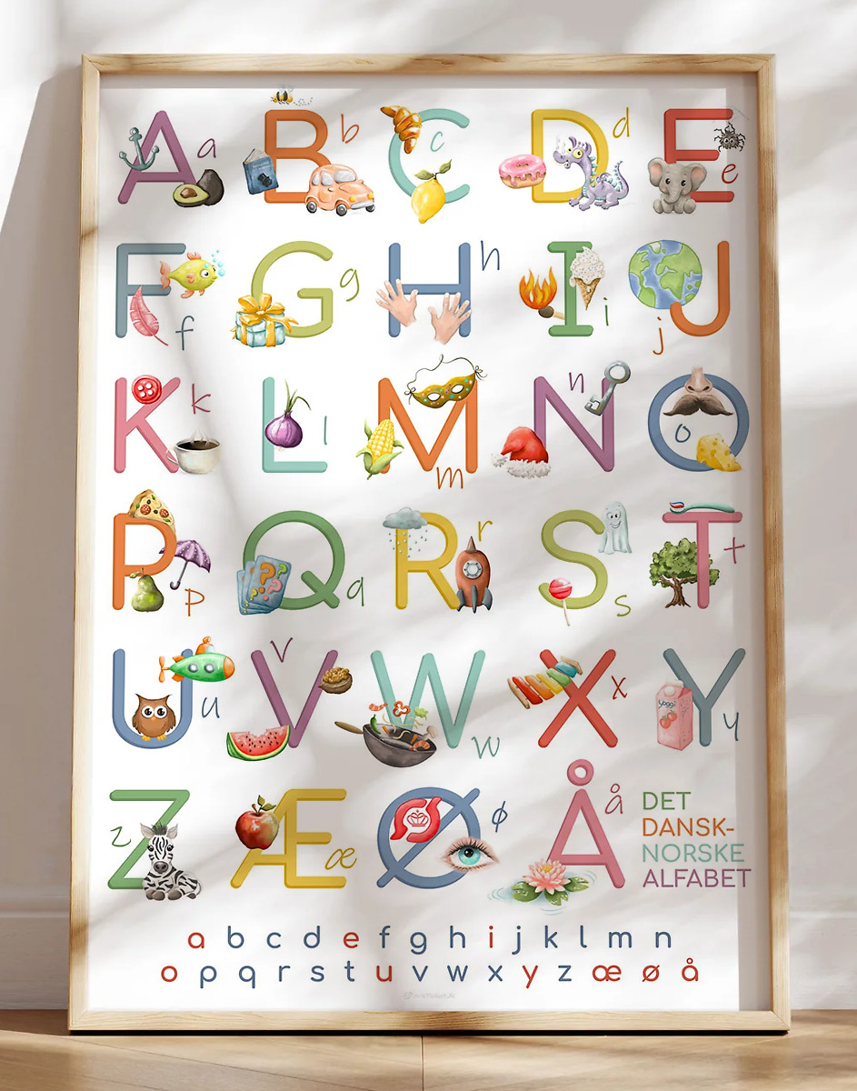 ABC plakat - Plakat med bogstaver og illustrationer