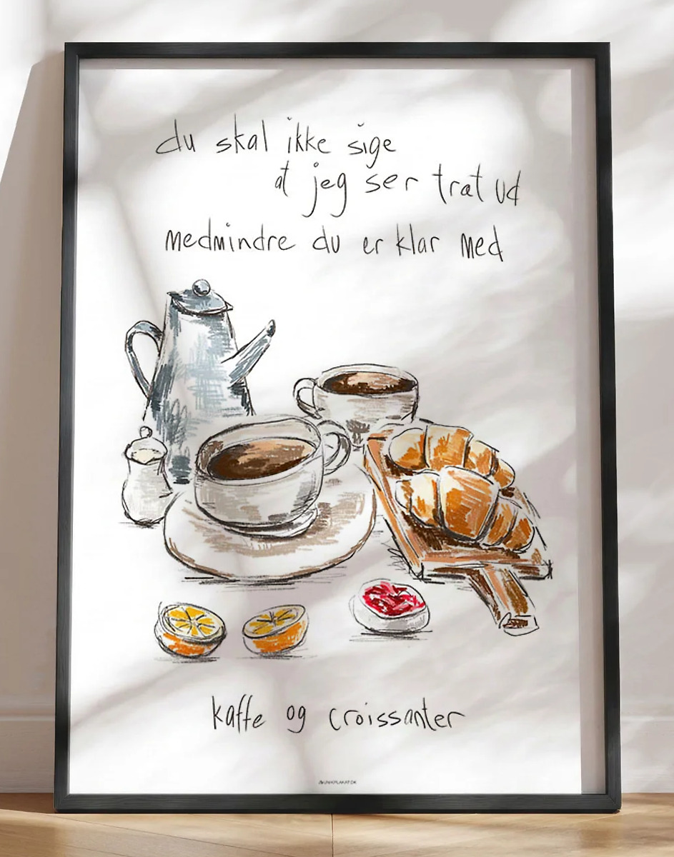 Kaffe-citatplakat med stregtegning