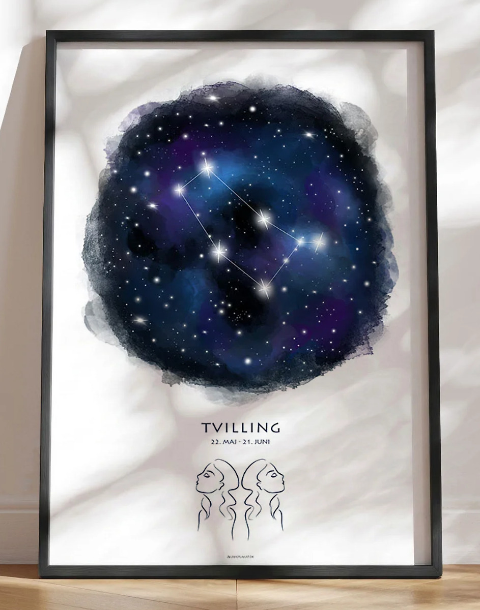 Plakat med stjernebillede tvillingen
