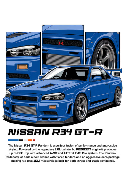 Bil Plakat 112 - Nissan R34 GT-R