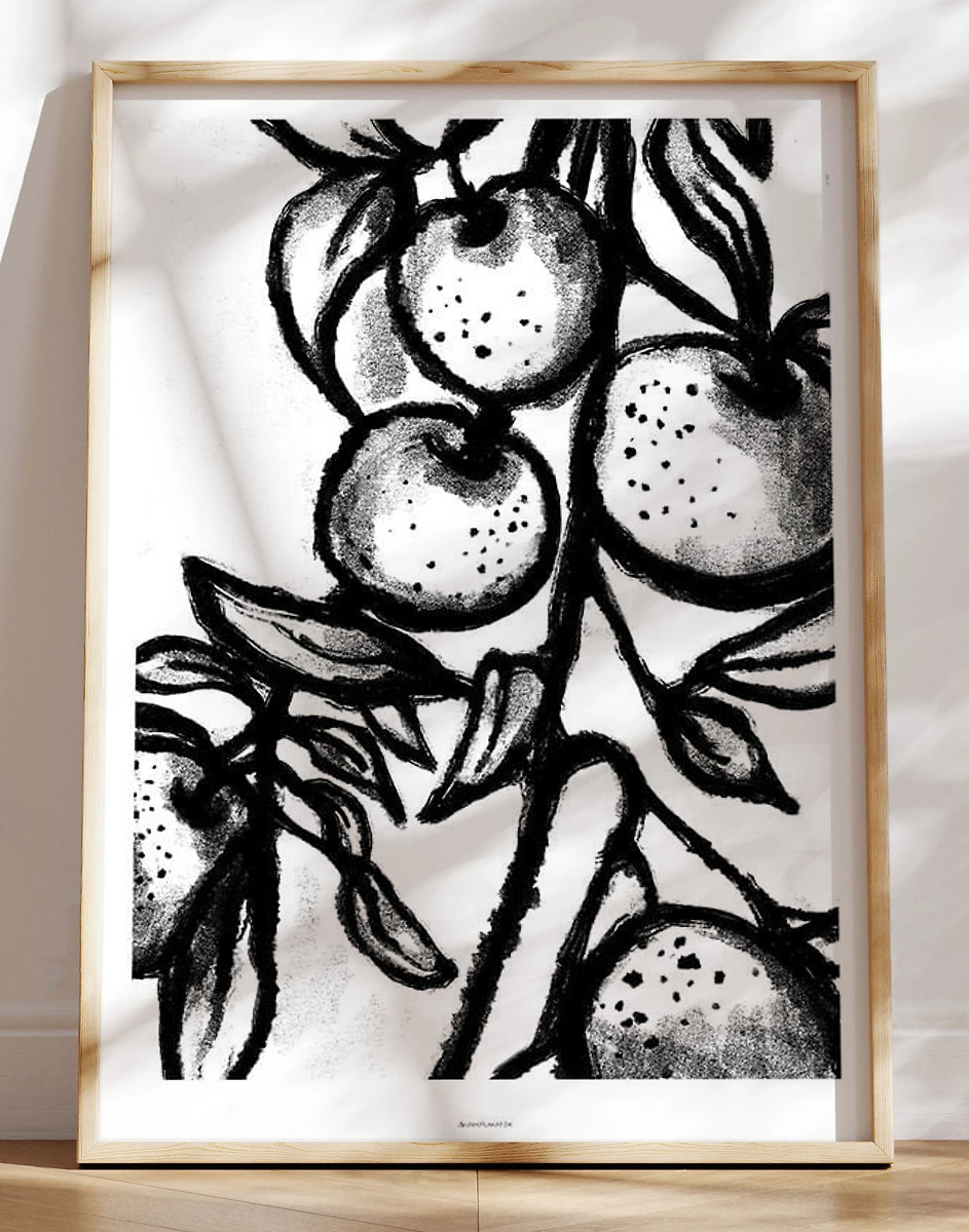 Sort-hvid plakat med appelsingren
