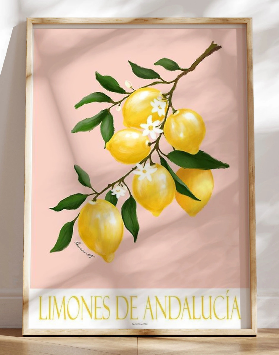 Kunstplakat med citrongren - Limones de Andalucia