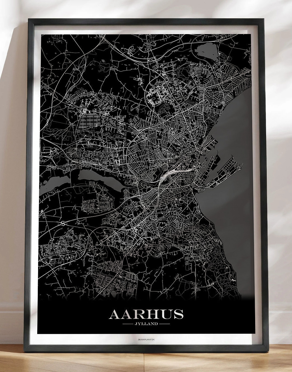 Byplakat Aarhus - sort baggrund
