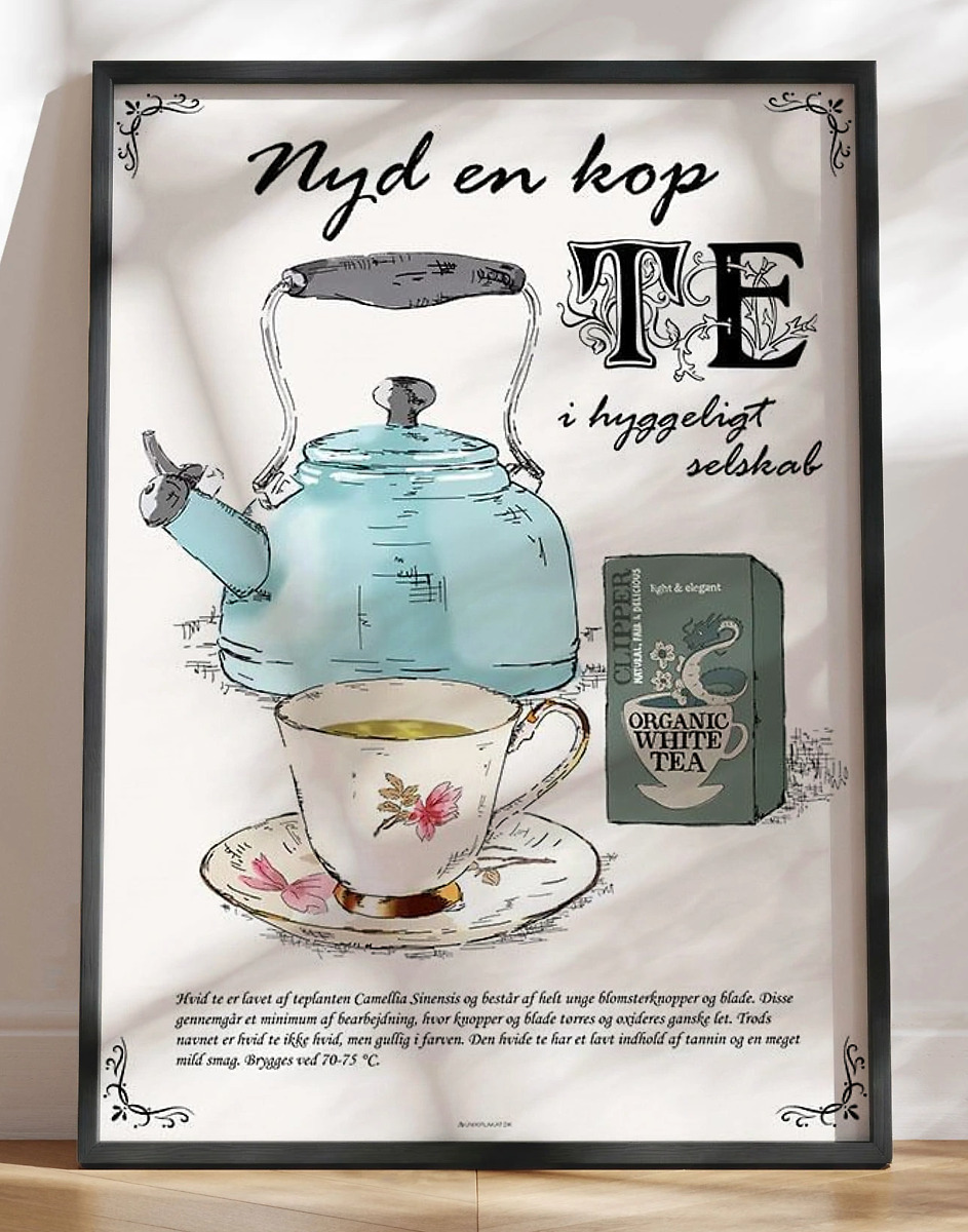 Te plakat - hvid te