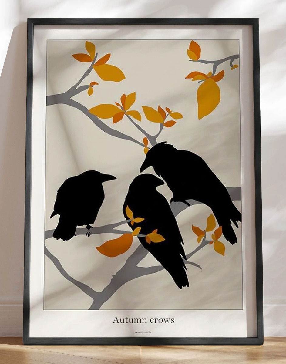 Grafisk plakat med krager