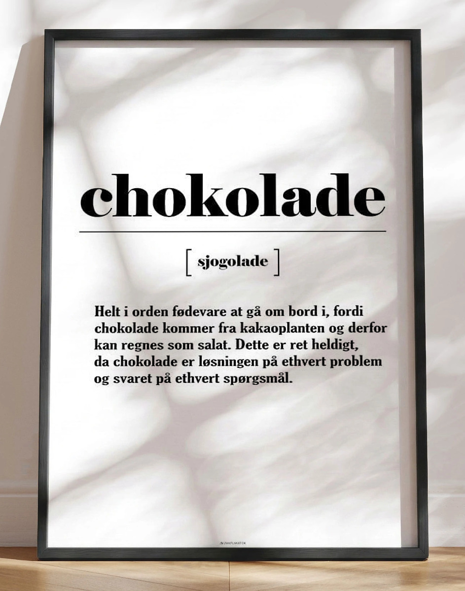 Chokolade definitionsplakat