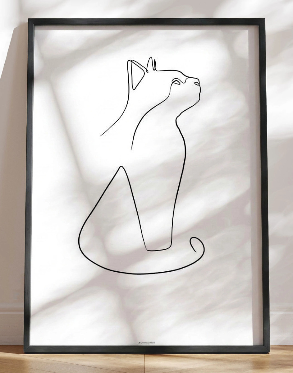 One line drawing - Plakat med kat