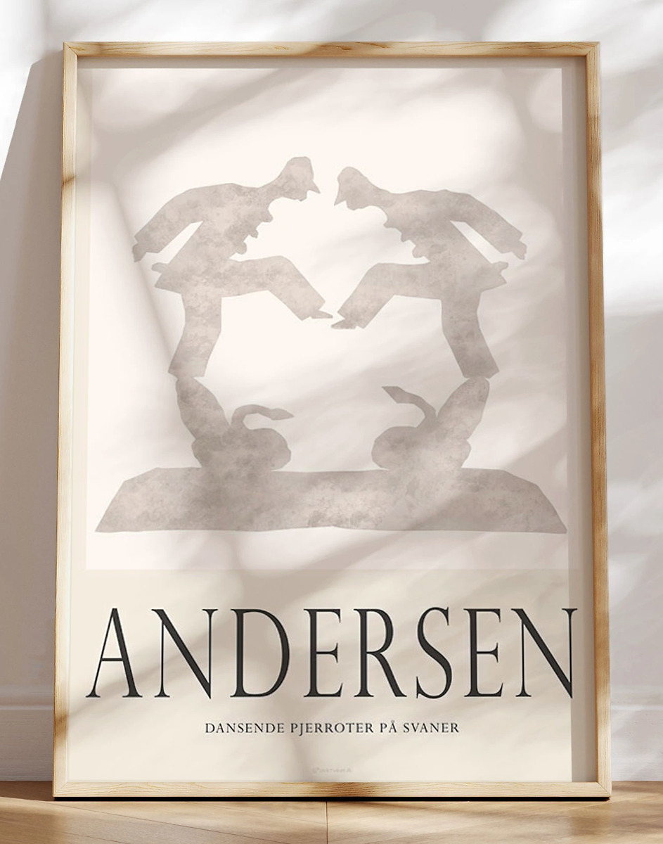 H. C. Andersen papirklip plakat - Dansende pjerroter på svaner