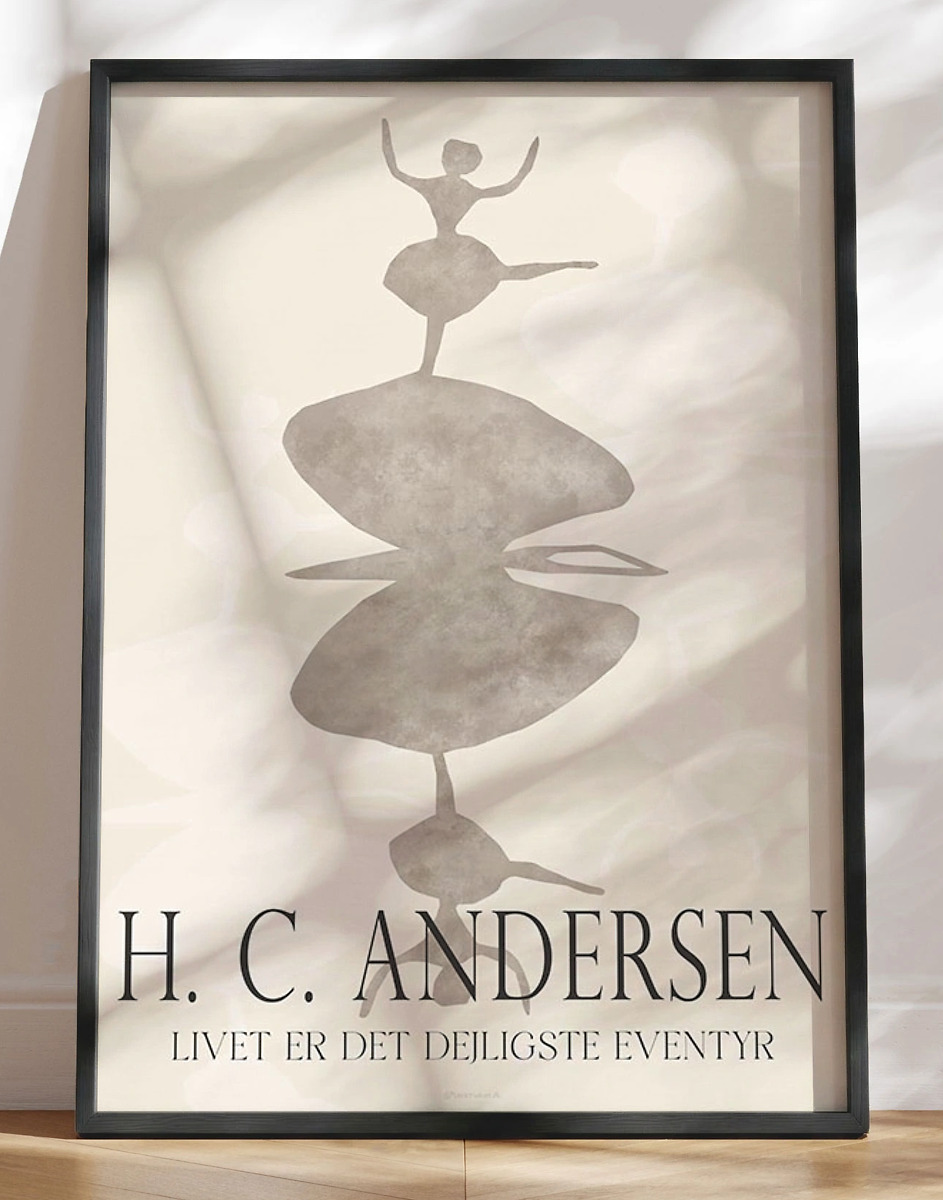 H. C. Andersen papirklip plakat - Ballerina på sommerfuglevinge