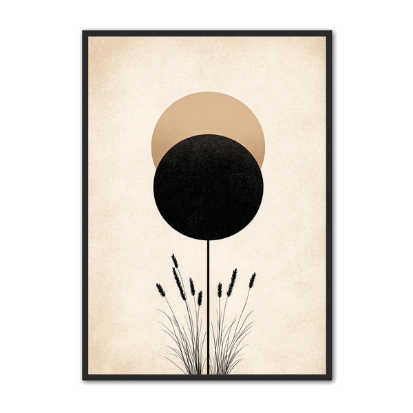Minimalistisk Plakat 109 - Korn og Geometri i Sort og Beige