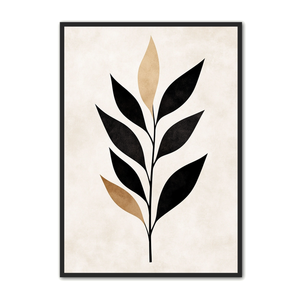 Minimalistisk Plakat 86 - Botanisk Simpelhed i Sort og Beige