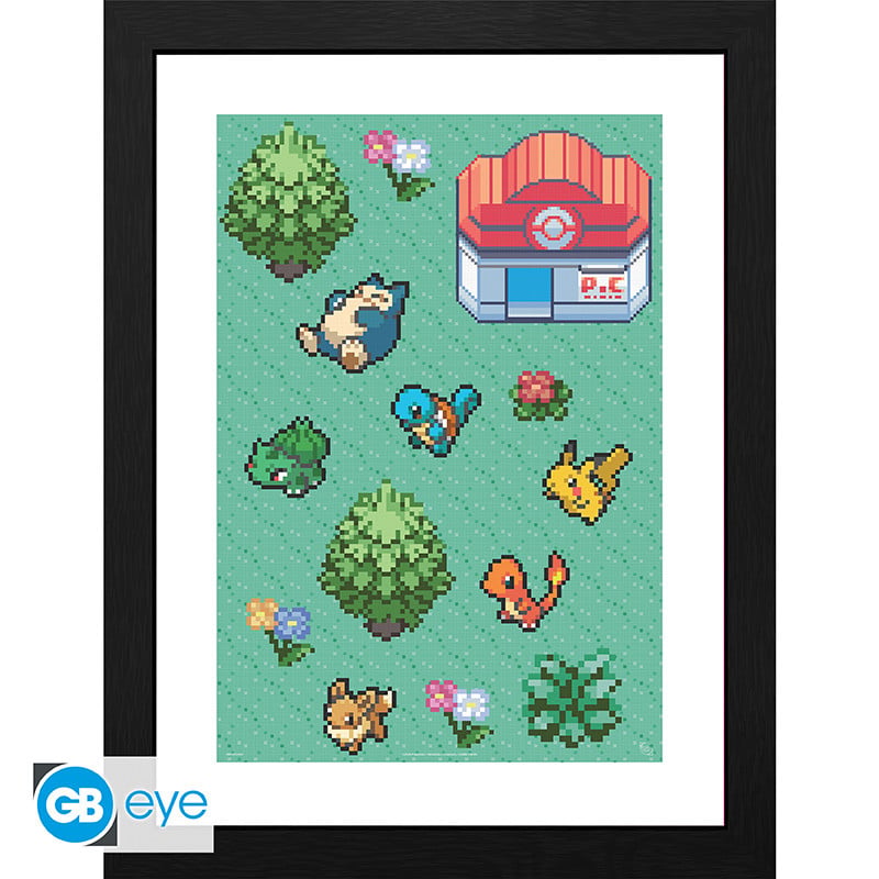 Pokémon indrammet print  -  Pixel Art Plakat - GEEKD.dk