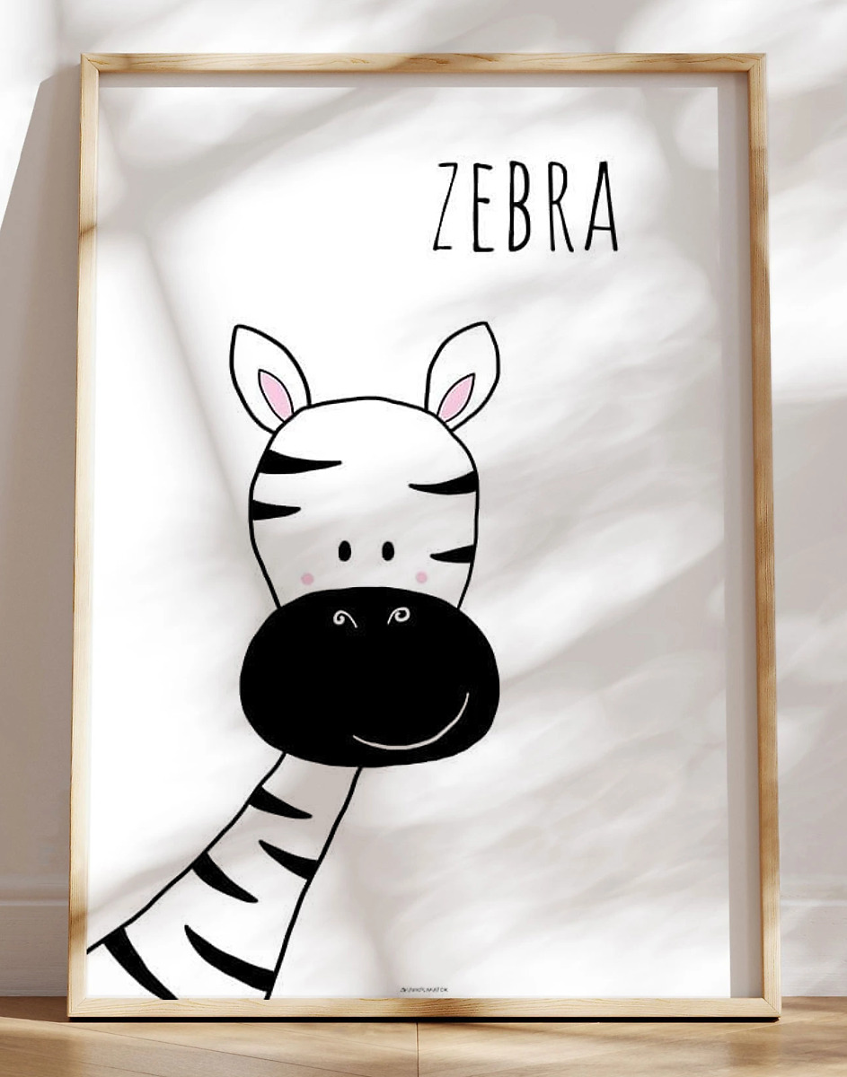 Enkel børneplakat med zebra